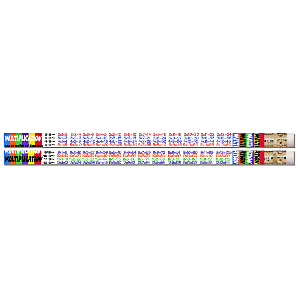 Musgrave Pencil Co. Inc. Motivational Pencils, Multiplication Tables, 12 Pencils Per Pack, Set Of 12 Packs MPN:MUS2348G
