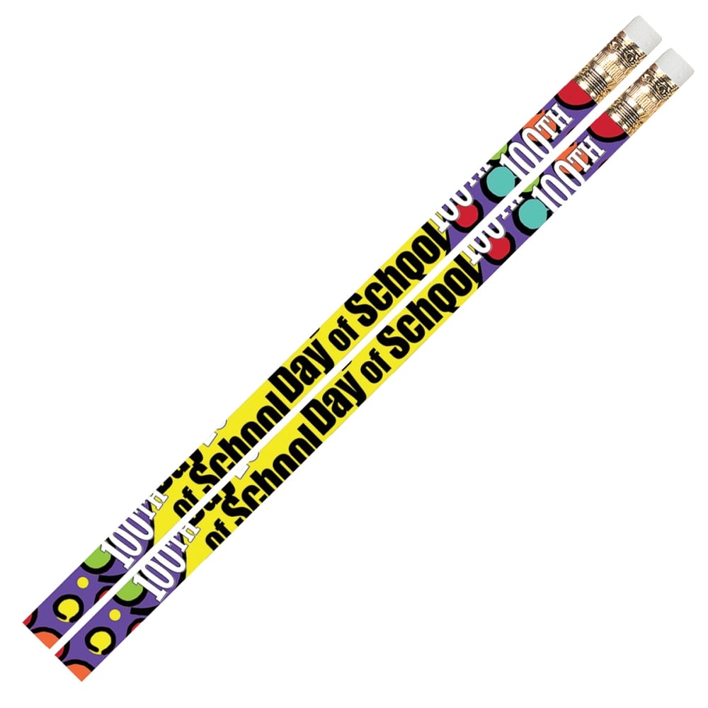 Musgrave Pencil Co. Motivational Pencils, 2.11 mm, #2 Lead, 100th Day Of School, Multicolor, Pack Of 144 MPN:MUS2489D-12