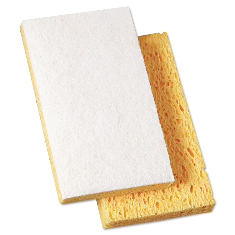 Boardwalk Scrubbing Sponges, 6 1/8in x 3 5/8in, Yellow/White, Pack Of 20 MPN:BWK16320