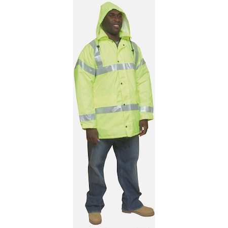 Hi-Vis Rain Jacket, Polyester, Class 3 Lime, L MPN:16370-138-3