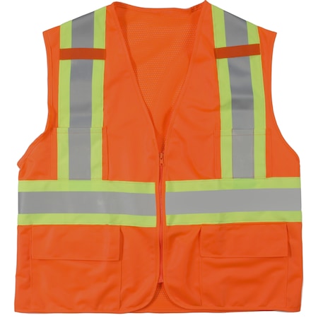 High Visibility Polyester ANSI Class, PK2, Polyester, Orange, Size 3x-large MPN:M16368-0-6