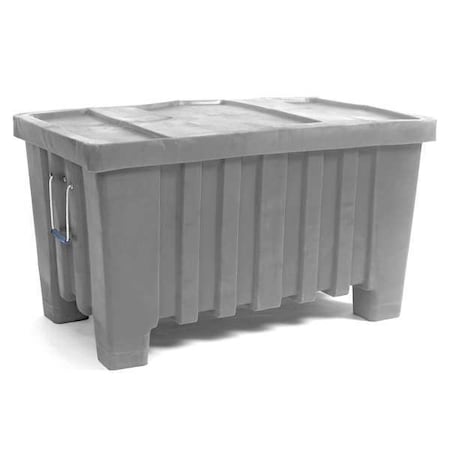 Ribbed Wall Container 8.7 cu ft Volume Cap., 43 in L, 26 1/2 in W, 24 in H, Plastic, Gray MPN:4LMD2