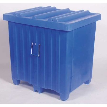 Ribbed Wall Container 23 cu ft Volume Cap., 42 in L, 34 in W, 42 in H, Plastic, Blue MPN:MTH-3BLUE