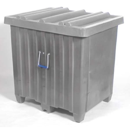 Ribbed Wall Container 23 cu ft Volume Cap., 42 in L, 34 in W, 42 in H, Plastic, Gray MPN:MTH-3GRAY