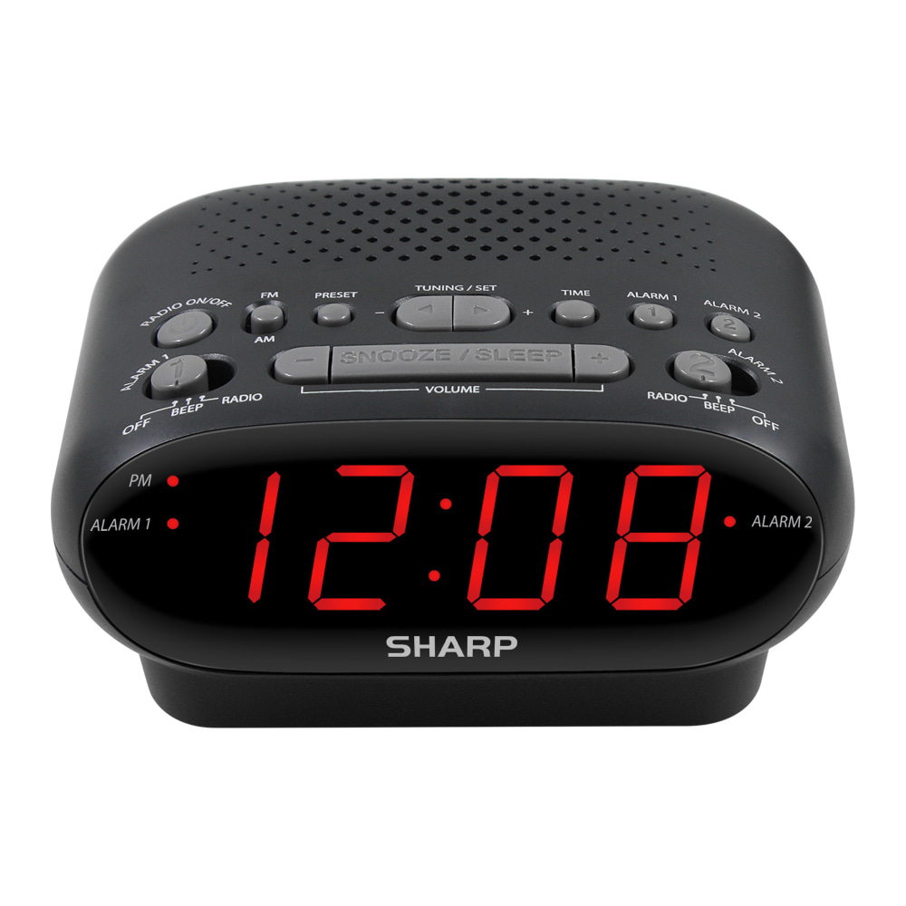 Sharp AM/FM Dual Alarm Clock Radio, 2-7/16inH x 4-5/16inW x 5-1/2inD, Black MPN:SPC695ODX