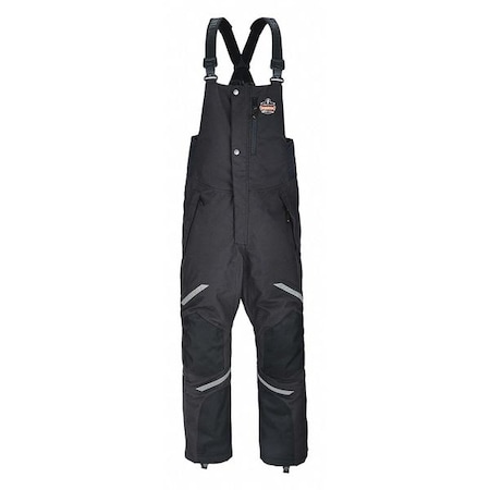 Thermal Bib Overalls, Black, Large, Nylon, 40
