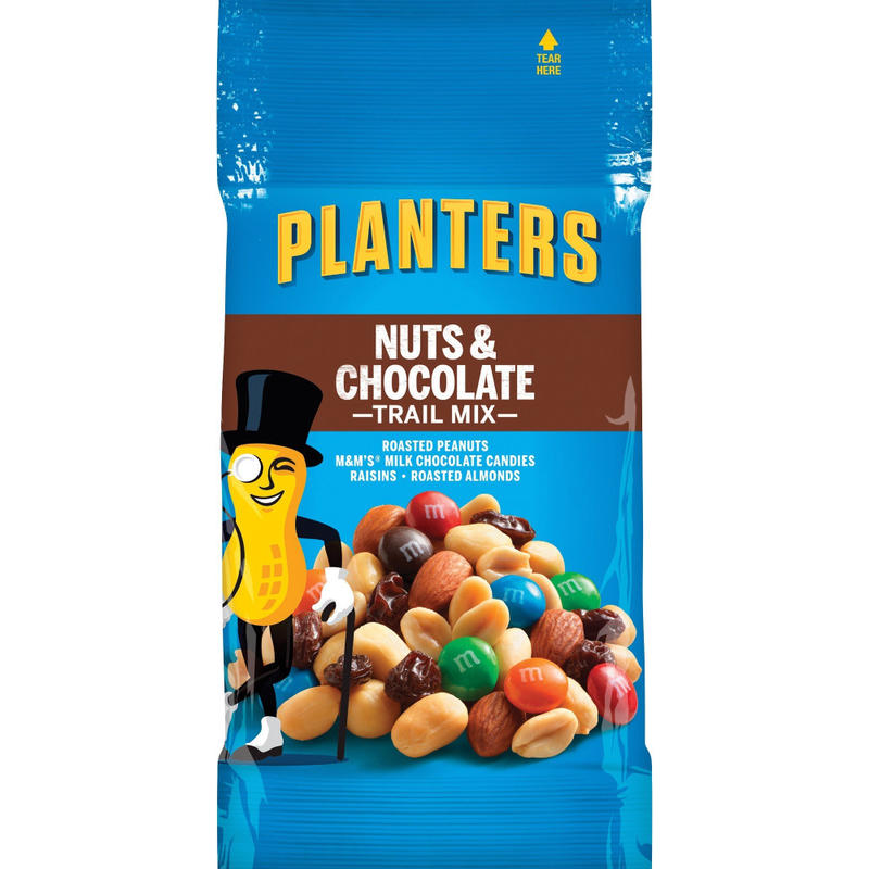 Planters Nuts & Chocolate Trail Mix Bags, 2 Oz, Pack Of 72 Trail Mix Bags MPN:00027