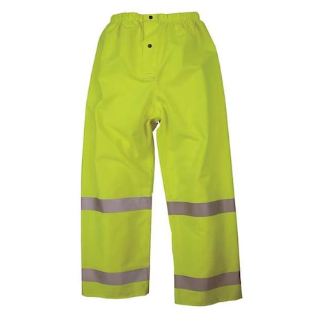 Hi-Visibility Rain Pants, Polyurethane, 29 in Inseam, Elastic Closure, Green/Yellow, Size 3XL MPN:101PFY3