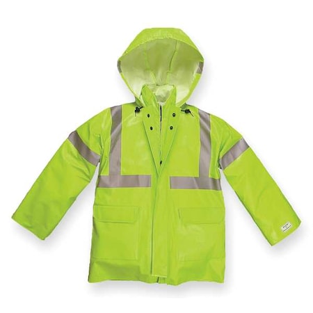 Arc Flash Rain Jacket, 7.2 cal/sq cm, S, 8 oz Leather PU/PVC, Zipper Front with Dual Over Closure MPN:1503JFYS