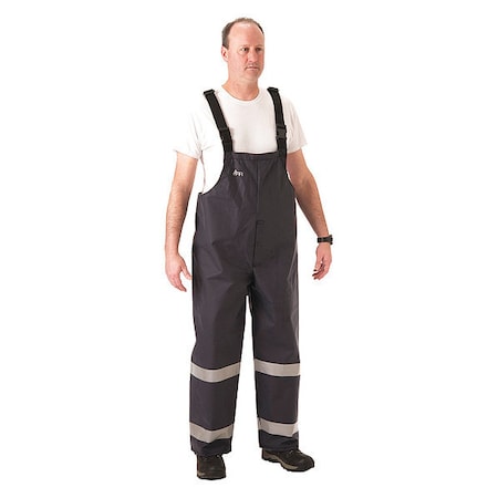 Reflective Rain Bib Overall, Kevlar®, Nomex®, 29 in Inseam, 56 in to 58 in Waist, Navy, 4XL MPN:1801TN101