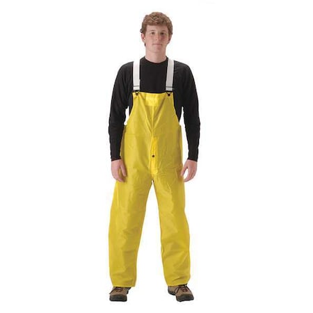Rain Bib Overall, Nylon, Polyurethane, 29 in Inseam, 40 in to 42 in Waist, 0.25 mm Thickness, L MPN:80TYL