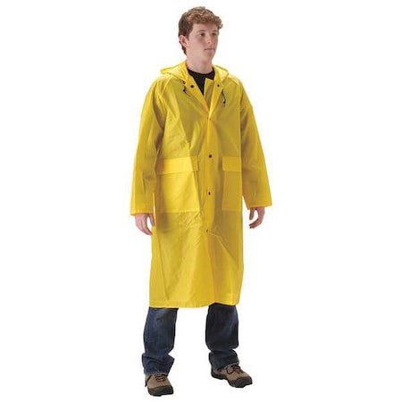 Rain Coat with Hood, XL, PU/Nylon, 48inL MPN:81CY468X