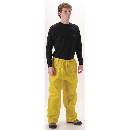 Rain Pants, Nylon, Polyurethane, 29 in Inseam, Elastic Closure, Yellow, Size 2XL MPN:81PY1172