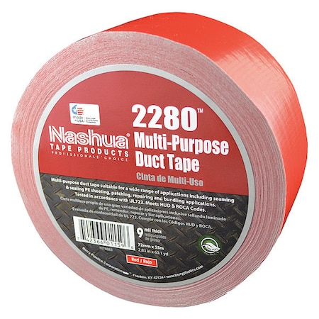 Duct Tape, Red, 60 yd L, 2-3/4 in W MPN:2280