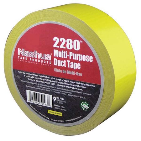 Duct Tape, Yellow, 60 yd L, 1-7/8 in W MPN:2280