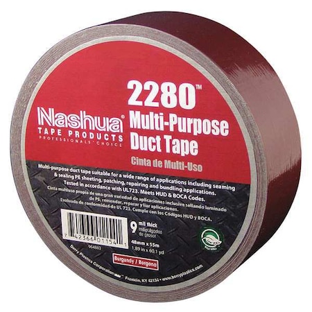 Duct Tape, Burgundy, 60 yd L, 1-7/8 in W MPN:2280