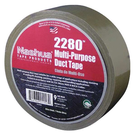 Duct Tape, Olive, 60 yd L, 1-7/8 in W MPN:2280