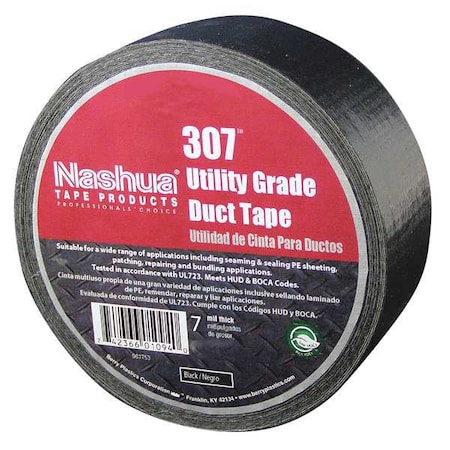 Duct Tape, Black, 60 yd L, 1-7/8 in W MPN:307