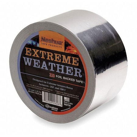 Extreme Weather Foil Tape, 1 7/8 in W x 50 1/4 yd L, 3.5 mil Thick, Silver, 330X MPN:330X