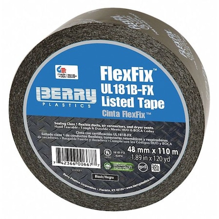 Duct Tape, Black, 120 yd L, 1-7/8 in W MPN:555