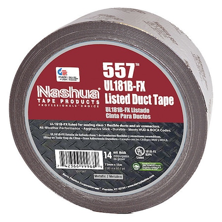 Duct Tape, Silver, 60 yd L, 2-3/4 in W MPN:557