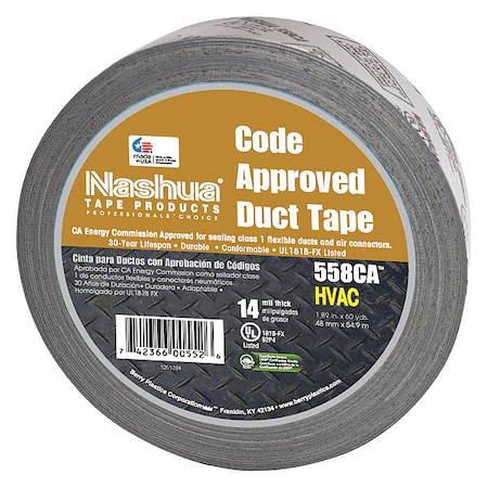 Duct Tape, Silver, 60 yd L, 1-7/8 in W MPN:558CA