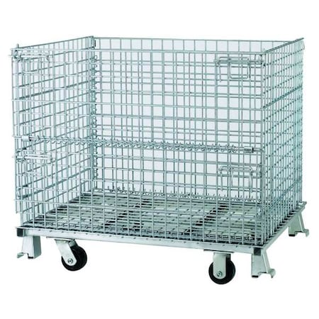 Collapsible Bulk Container 18.4 cu ft Volume Cap., 40 in L, 32 in W, 35 1/2 in H, Steel, Silver MPN:C324028S4C