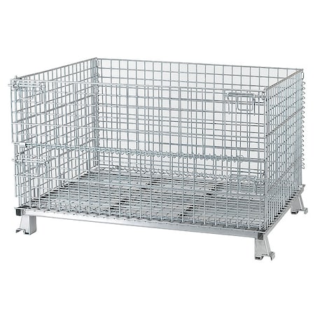 Collapsible Bulk Container 24.3 cu ft Volume Cap., 48 in L, 40 in W, 30 in H, Steel, Silver MPN:C404824S4