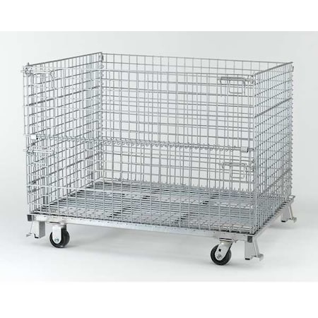 Collapsible Bulk Container 24.3 cu ft Volume Cap., 48 in L, 40 in W, 32 in H, Steel, Silver MPN:C404824S4C