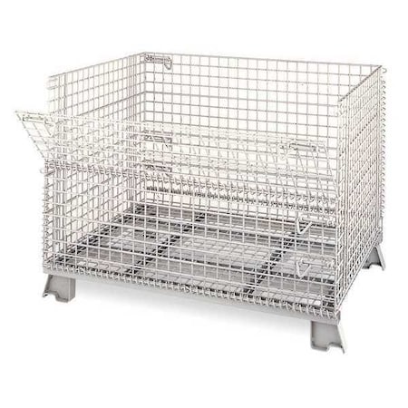 Collapsible Bulk Container 30.3 cu ft Volume Cap., 48 in L, 40 in W, 36 in H, Steel, Silver MPN:C404830S4