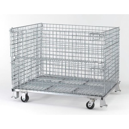Collapsible Bulk Container 30.3 cu ft Volume Cap., 48 in L, 40 in W, 37 1/2 in H, Steel, Silver MPN:C404830S4C