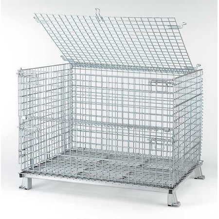 Collapsible Bulk Container 28.3 cu ft Volume Cap., 48 in L, 40 in W, 36 1/2 in H, Steel, Silver MPN:C404830S4L