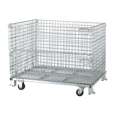 Collapsible Bulk Container 36.4 cu ft Volume Cap., 48 in L, 40 in W, 44 in H, Steel, Silver MPN:C404836S4C
