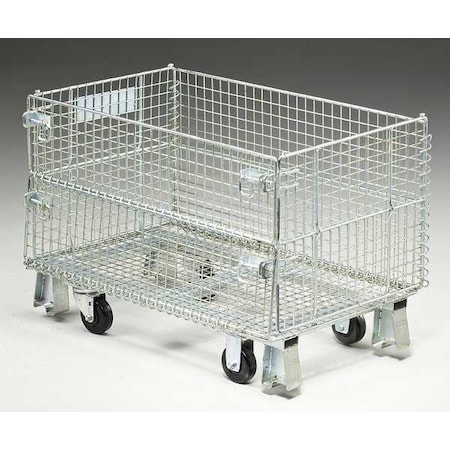 Collapsible Bulk Container 5 cu ft Volume Cap., 20 in L, 32 in W, 22 in H, Steel, Silver MPN:JR1C