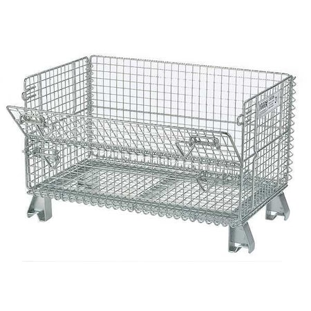 Collapsible Bulk Container 5 cu ft Volume Cap., 20 in L, 32 in W, 21 in H, Steel, Silver MPN:JR5