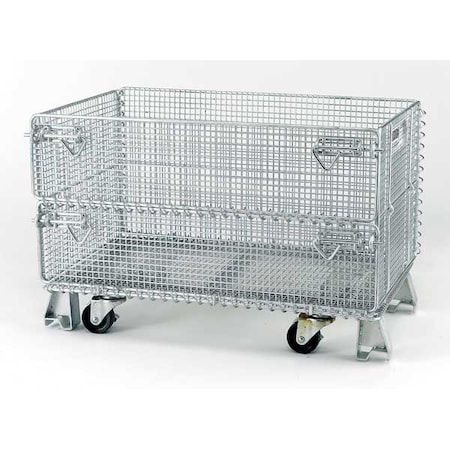 Collapsible Bulk Container 5 cu ft Volume Cap., 20 in L, 32 in W, 21 in H, Steel, Silver MPN:JR5C
