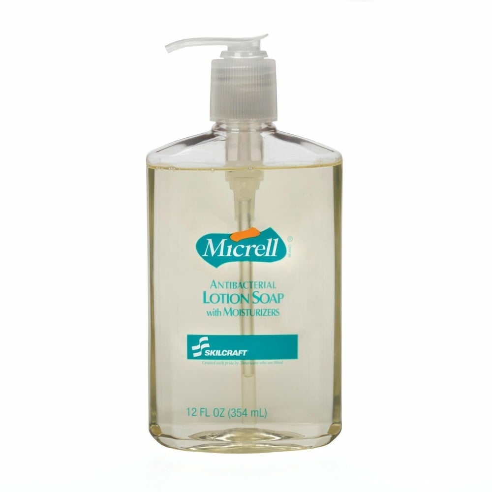 SKILCRAFT MICRELL Antibacterial Lotion Soap, Floral Scent, 12 Oz, Case Of 12 Bottles MPN:3143-0064
