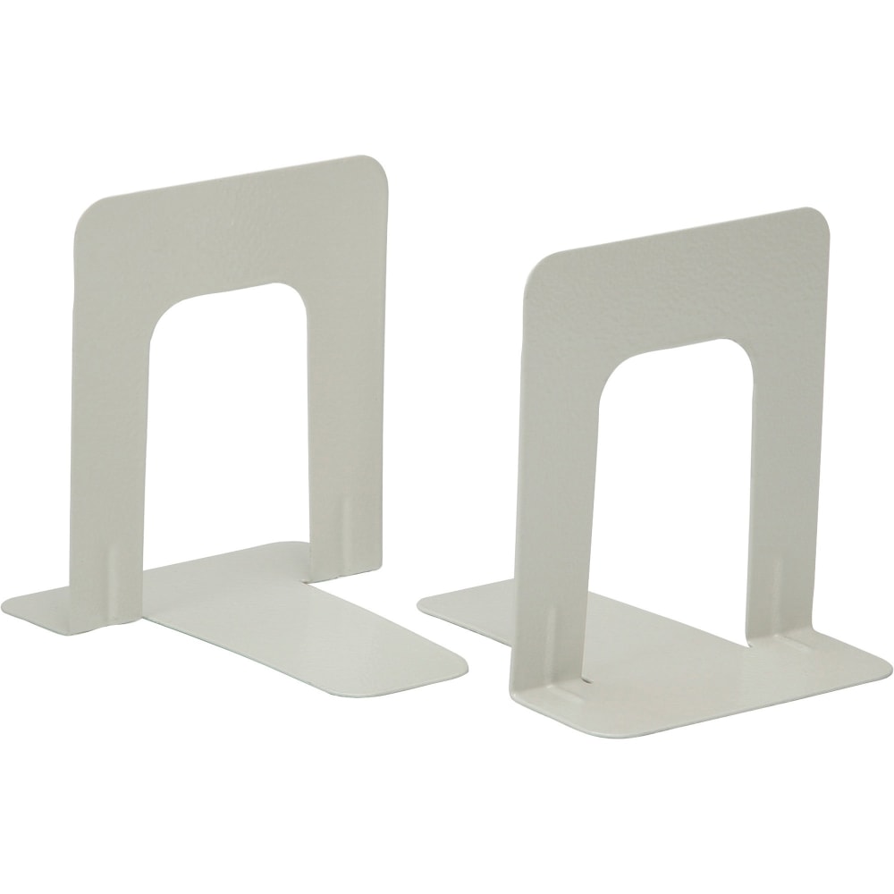 SKILCRAFT Heavy-Duty Bookends, 6inH x 4.75inW x 6inD, Heavy Duty, Rounded Edge, 18% Recycled, Beige, Metal, 1 Pair MPN:1396158