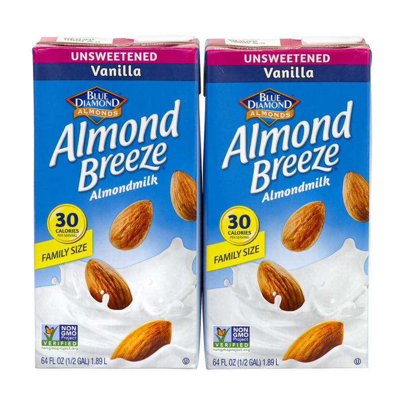 Blue Diamond Almond Breeze Unsweetened Almond Milk, Vanilla, 64 Fl Oz, Pack Of 2 Cartons MPN:5791
