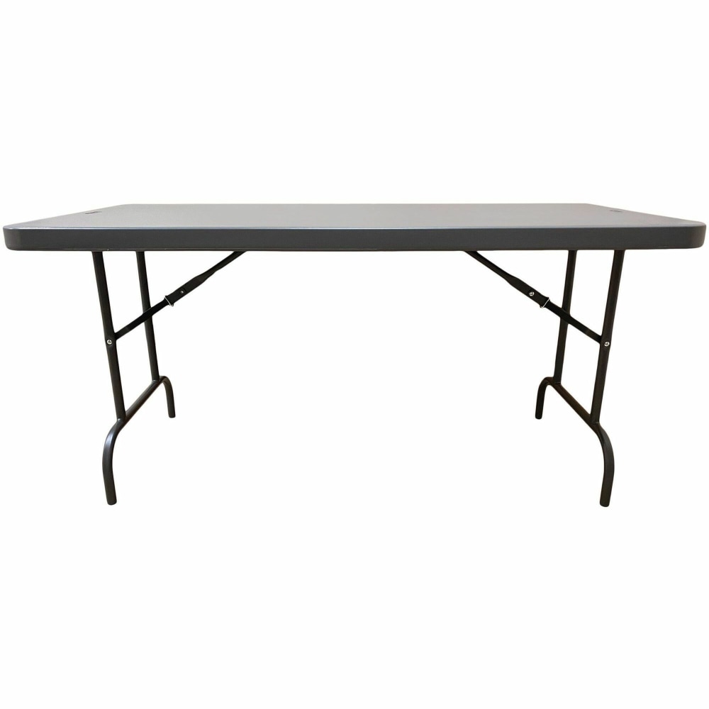 SKILCRAFT Folding Table - Gray Base - 100 lb Capacity - 30in Table Topx 60in Table Top Depth - 29in - Charcoal - 7110901 MPN:7110901