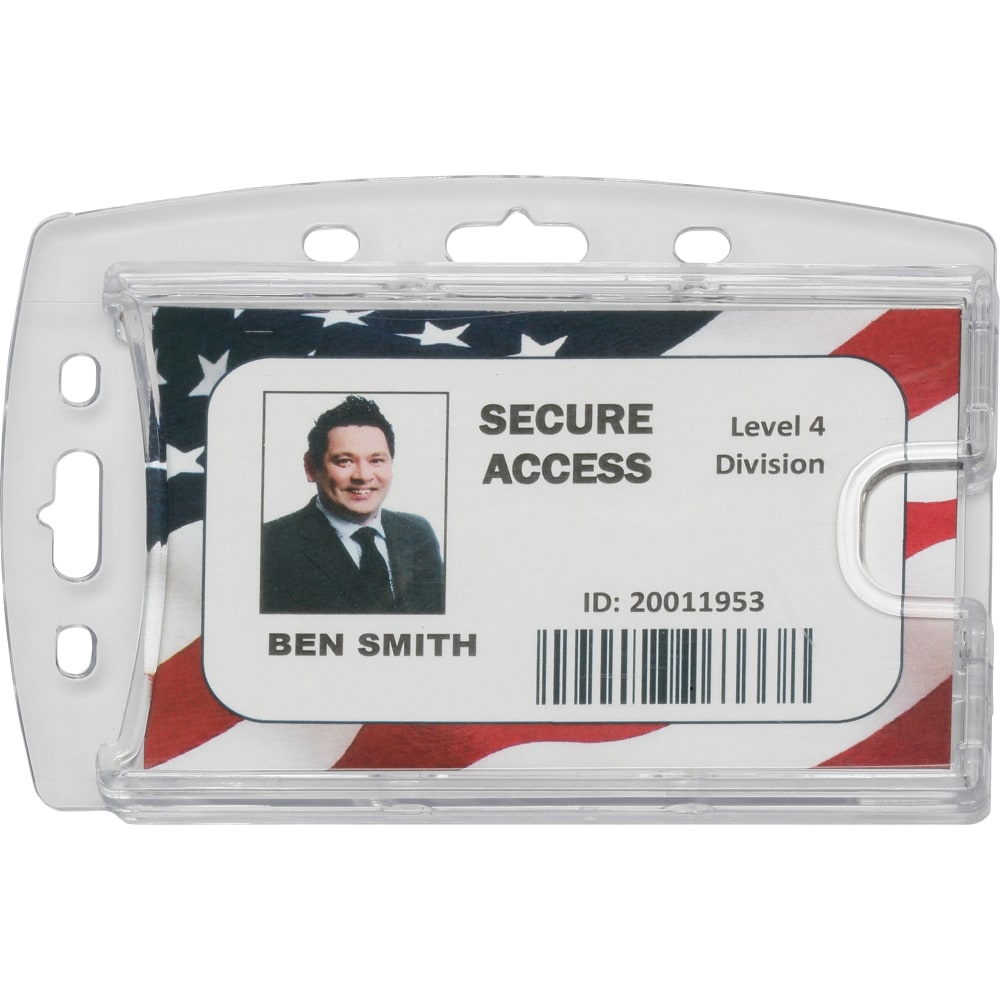 SKILCRAFT Dual ID Card Holder - Horizontal - 3.4in Width x 2.1in Depth - Vinyl - Clear - 1 Dozen - TAA Compliant MPN:6660468