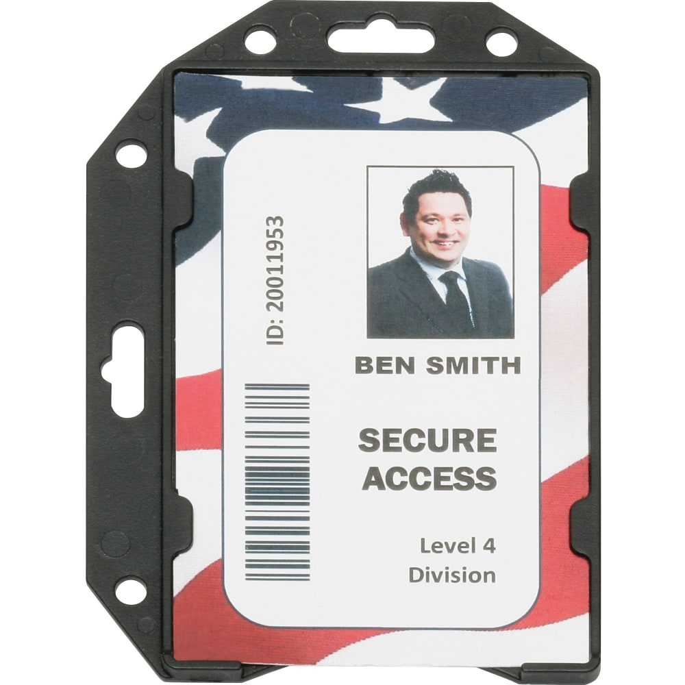SKILCRAFT RFID Shielded ID Card Holder, Horizontal, Vertical, 3.8inH x 2.5inW, Clear, Black, 1 Dozen, TAA Compliant MPN:6660470
