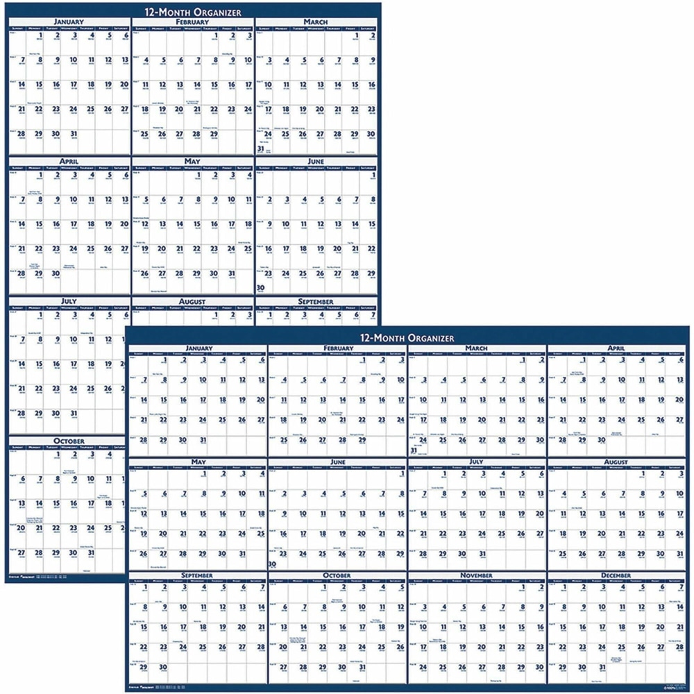 SKILCRAFT 2-Sided Monthly Wall Planner, Jan-Dec 2026, 6956116 MPN:6956116