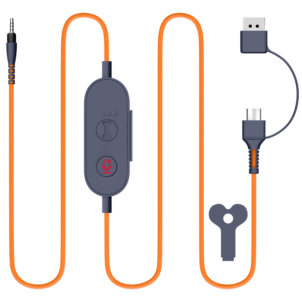 Delton 3.5mm Audio Cable Replacement With USB-A And USB-C Connector, 6ft, Orange MPN:DHAASUSB