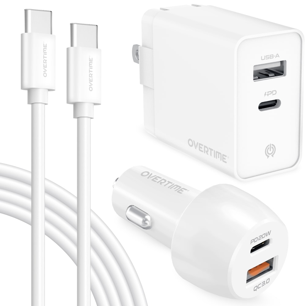 Overtime Wall And Car Charger Kit, 6ft, White, OHC6TC MPN:OHC6TC