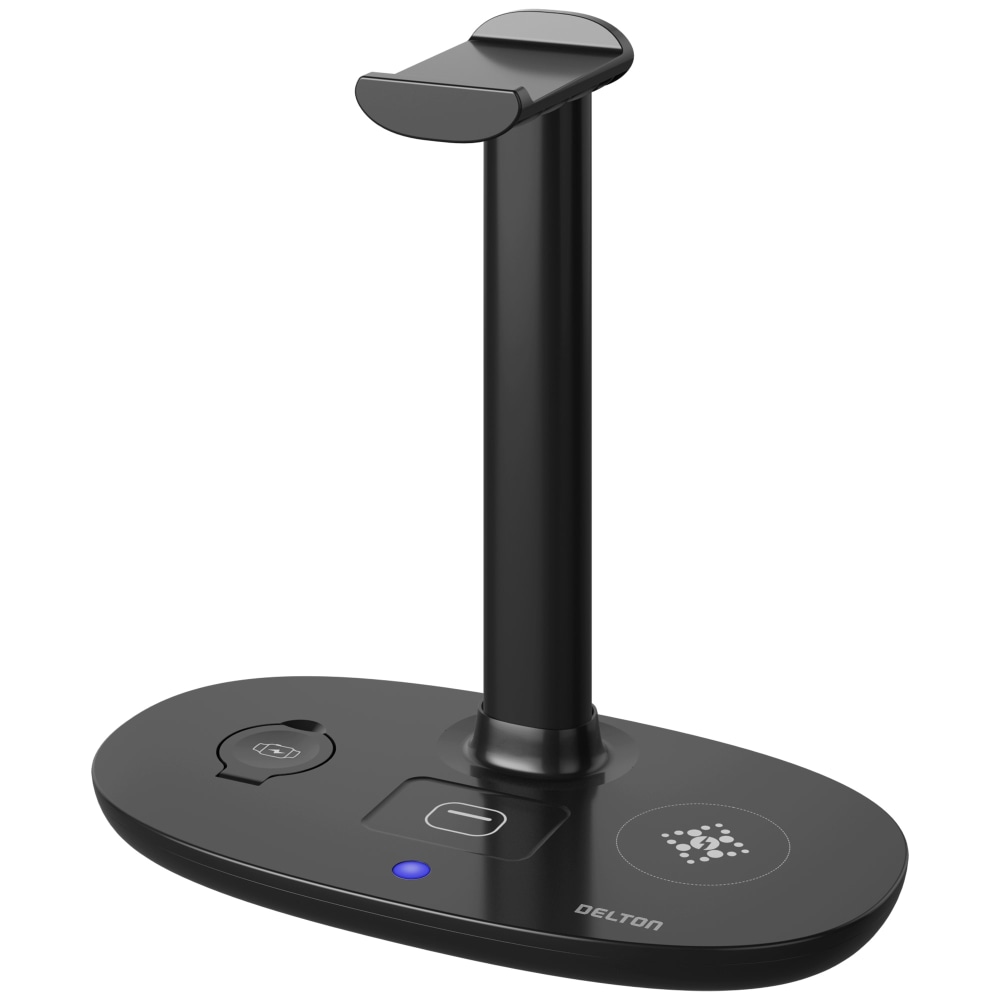 Delton 4-in-1 Wireless Charging Station Headset Stand, Black, Total Qty 1 MPN:DHSWC1