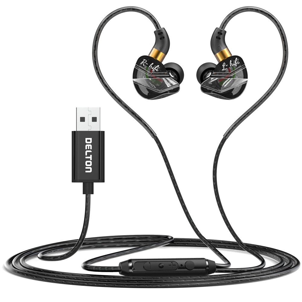 Delton 31E Ergonomic USB Computer Earbuds, Black, DWH31EBK MPN:DWH31EBK