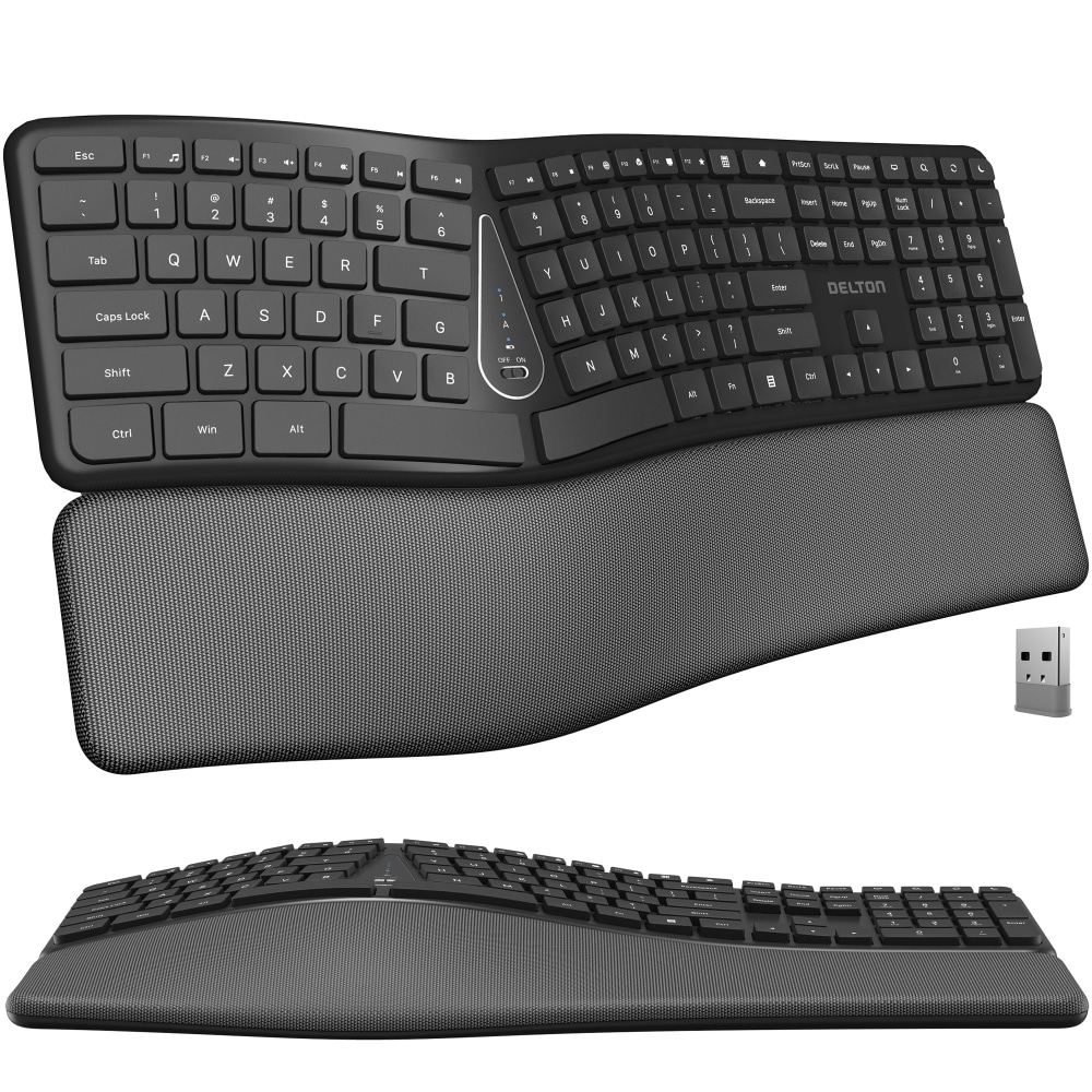 Delton KB250 Wireless Ergonomic Keyboard, Black MPN:DKBE250-WB