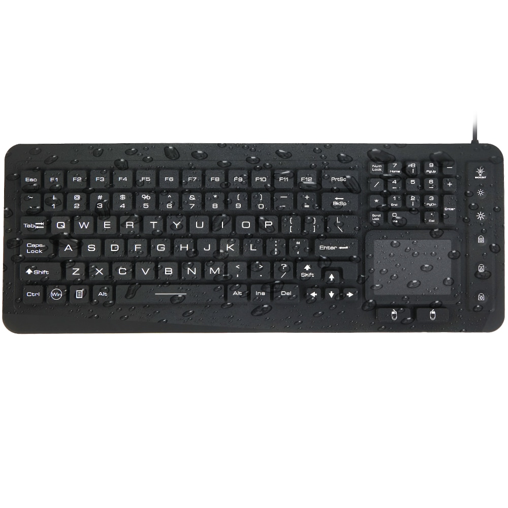 Delton M70 Medical Grade Airtight Waterproof USB Backlit Computer Keyboard And Touchpad, Black MPN:DKBWM70-U