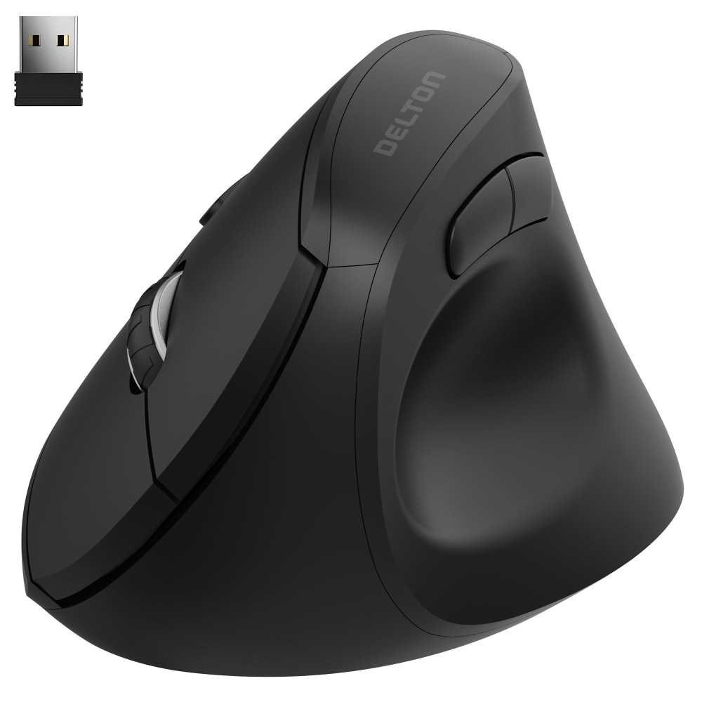 Delton S12P Wireless Ergonomic Computer Mouse, Black MPN:DMERGS12P-WB